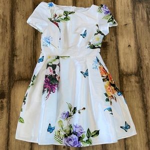 eshakti floral print taffeta formal white dress 12